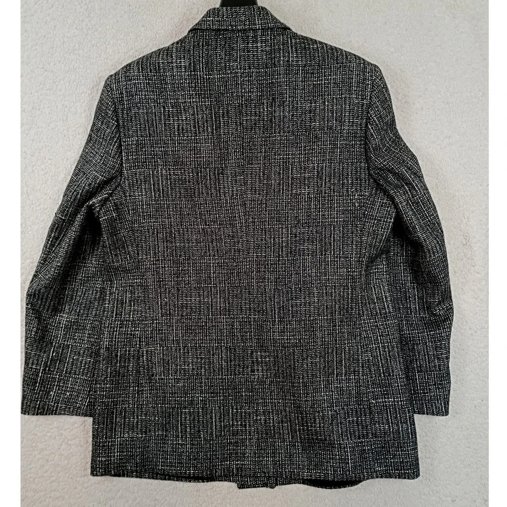 Vintage John Henry Double Breasted Tweed Blazer Mens 42R Black White Wool Casual